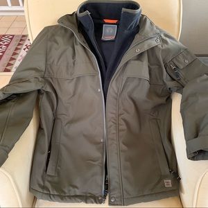 Weatherproof brand Men's Hidden Hood Jacket Olive Color Medium - Like New